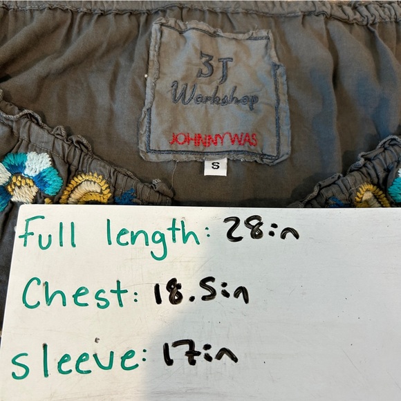 Johnny Was 3J Workshop Women’s Grey Cotton Embroidered Tunic Blouse - Small - Picture 6 of 6